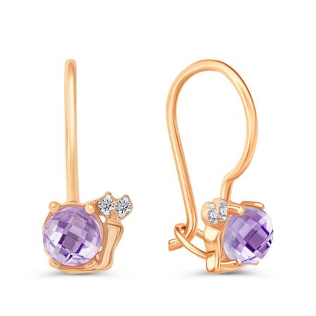 Серьги детские TALANT из золота с аметистами и фианитами