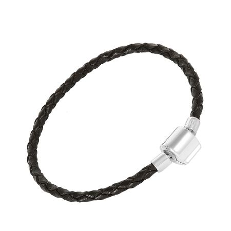 Кожаный браслет с серебряным замком