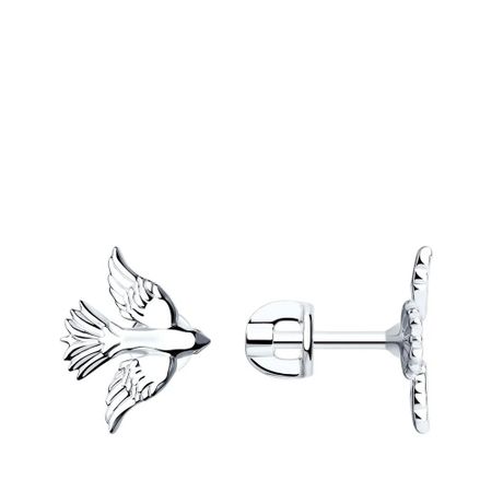 Серебряные серьги Птица с родированием конфета акконд птица дивная в шоколадной глазури 40 г