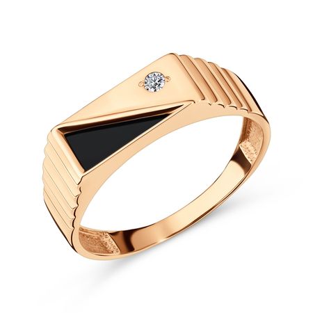 Золотая печатка с фианитом