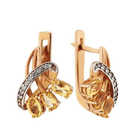 Серьги из золота с цитринами и бриллиантами