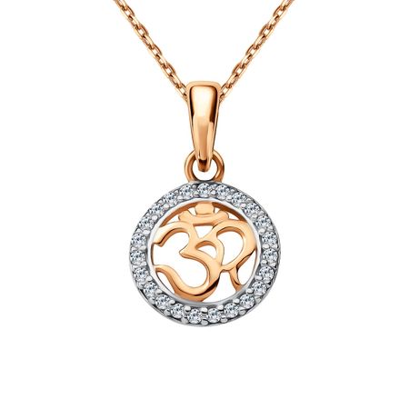 Золотая буддийская подвеска с фианитами