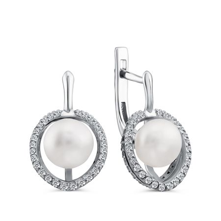 Серебряные серьги с жемчугом и фианитами с родированием серебряные кольца для салфеток с жемчугом из 12 штук