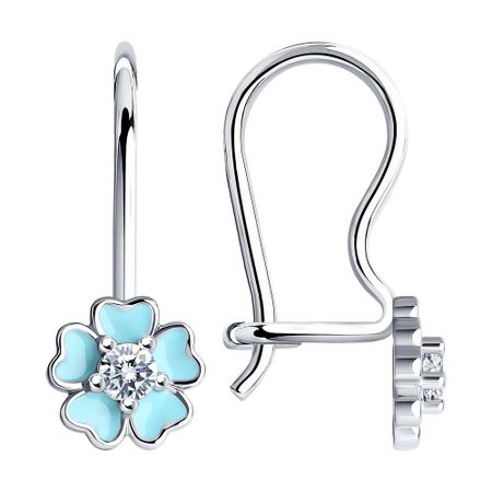 Серьги детские SOKOLOV из серебра с эмалью и фианитами