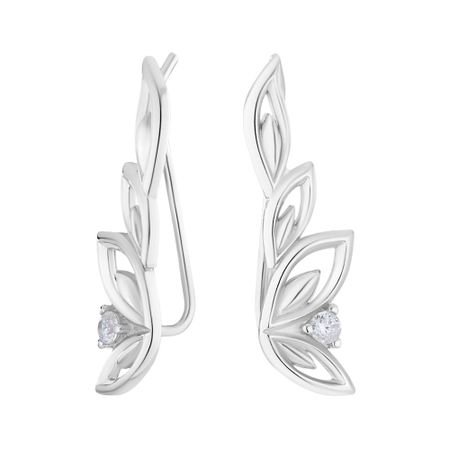 Серебряные серьги с фианитами и родированием