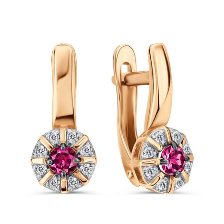 Золотые серьги с рубинами и бриллиантами с черным родированием