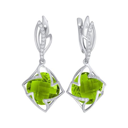 Серьги из серебра с аметистами и фианитами