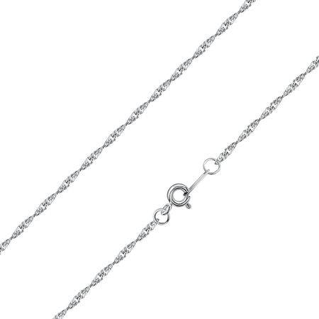 Серебряная цепочка Сингапур с алмазной гранью и родированием