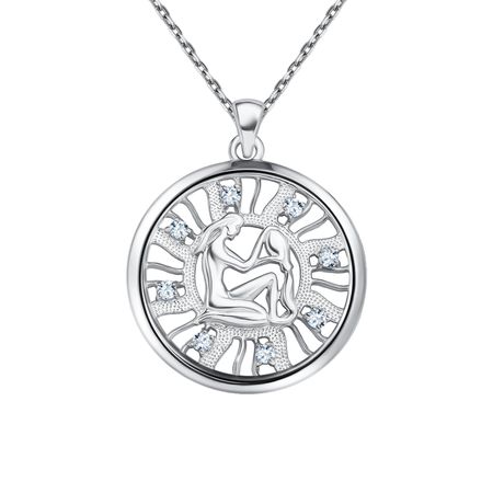 Серебряная подвеска с фианитами со знаком зодиака Водолей
