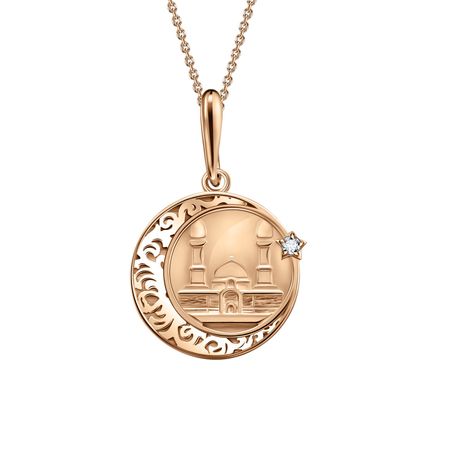 Золотая мусульманская подвеска с фианитами