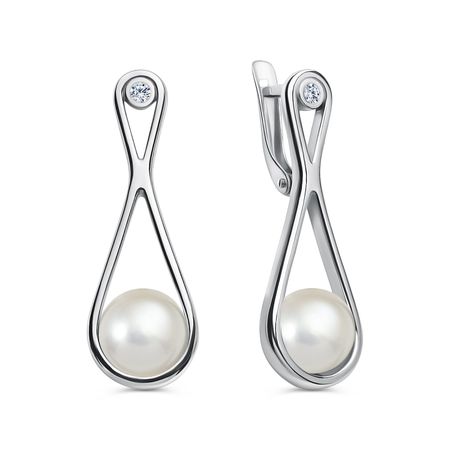 Серебряные серьги с жемчугом и фианитами с родированием серебряные кольца для салфеток с жемчугом из 12 штук