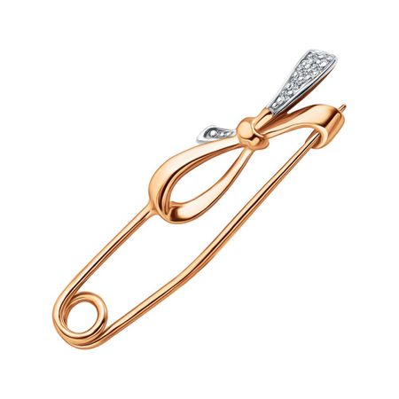 Золотая брошь с бриллиантами и родированием