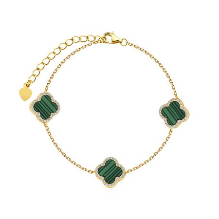 Серебряный браслет с пластиком и фианитами с позолотой