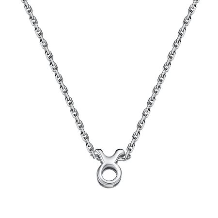 Серебряное колье с родированием, знак зодиака Телец