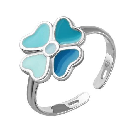 Кольцо Клевер из серебра с эмалью