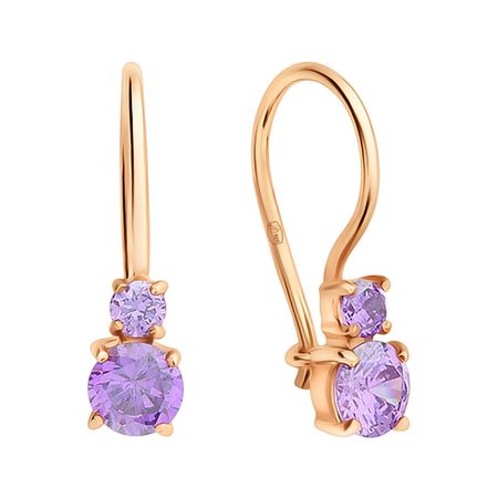 Серебряные серьги с ювелирными кристаллами и позолотой