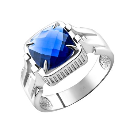 Серебряная печатка с фианитом и родированием