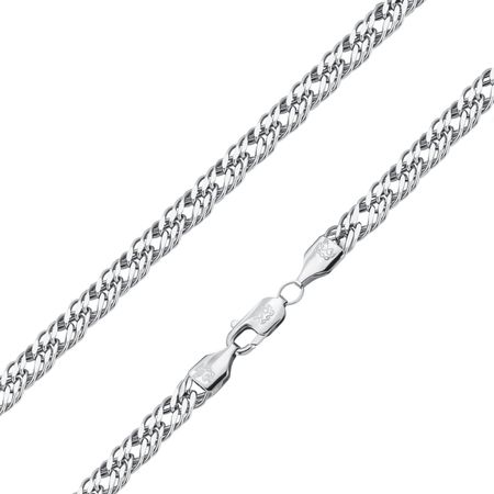 Серебряная пустотелая цепочка Тройной ромб с родированием