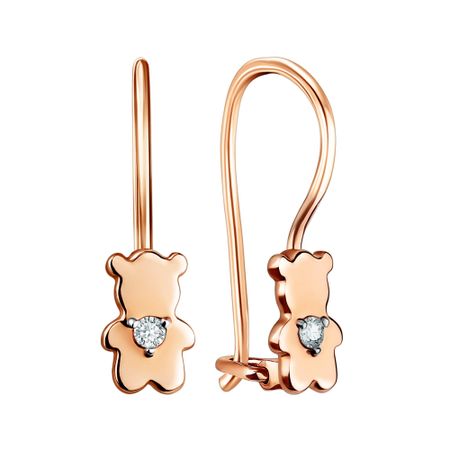 Золотые детские серьги с бриллиантами и родированием