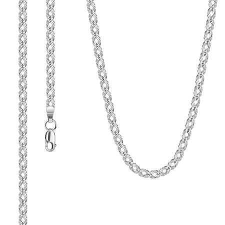 Серебряная цепочка Тройной ромб с алмазной гранью и родированием