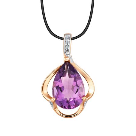 Золотая подвеска с аметистом и фианитами