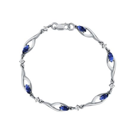 Серебряный браслет с ювелирными кристаллами и фианитами с родированием