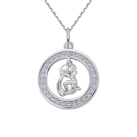 Серебряная подвеска с фианитами со знаком зодиака Водолей