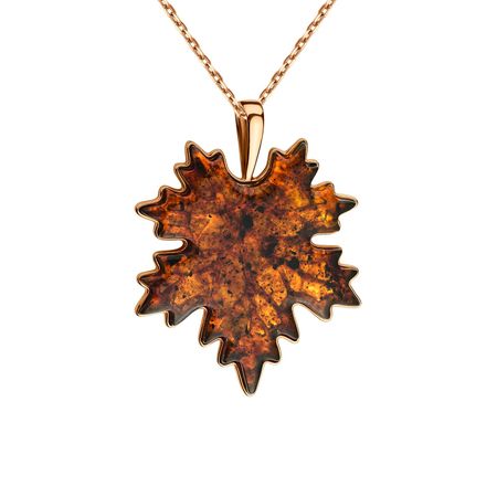 Серебряная брошь с янтарем и позолотой