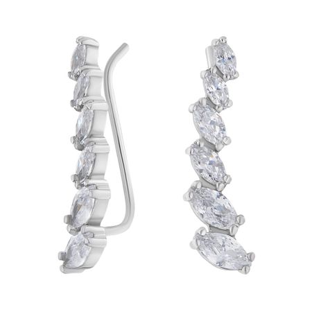 Серебряные серьги с фианитами и родированием