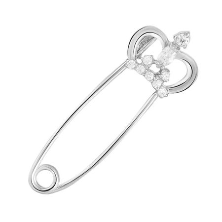 Брошь-булавка Корона из серебра с фианитами