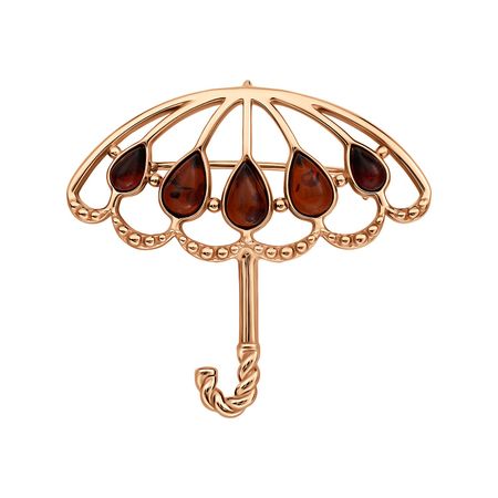 Серебряная брошь с янтарем