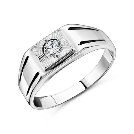 Серебряная печатка с фианитом и чернением