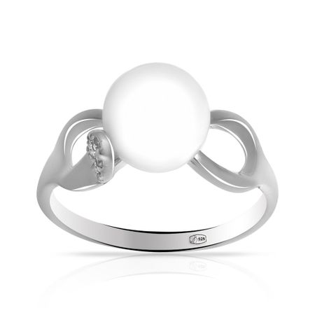 Кольцо из серебра с жемчугом SWAROVSKI и фианитами