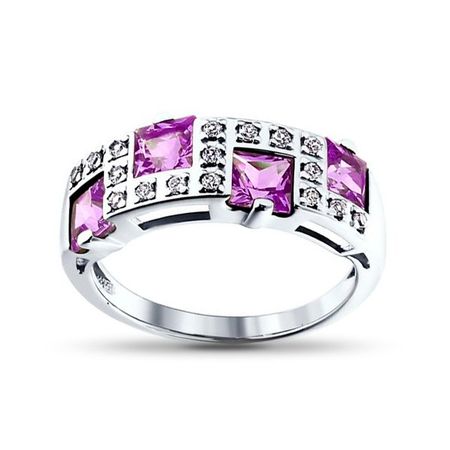 Кольцо SOKOLOV из серебра с аметистами и фианитами