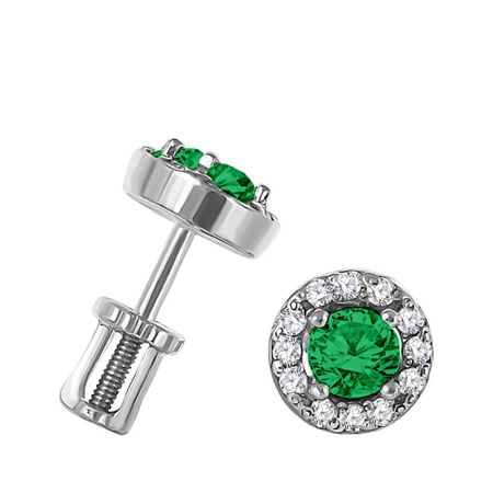 Серьги-пусеты из серебра с кварцем и фианитами