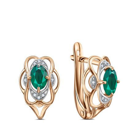 Золотые серьги с агатами и бриллиантами