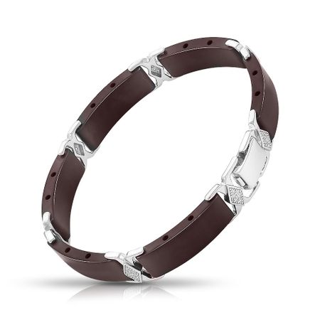 Серебряный браслет с керамикой и фианитами с родированием