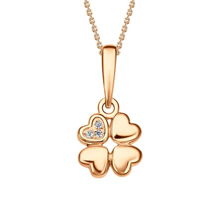 Серебряная подвеска Клевер с фианитами и позолотой