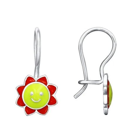Серьги детские SOKOLOV Солнце из серебра с эмалью зеленое солнце стихотворения