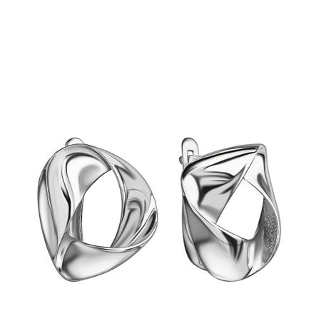 Серебряные серьги Лента с родированием