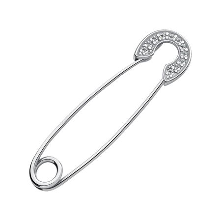 Серебряная брошь-булавка с фианитами и родированием