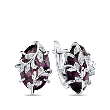 Серьги из серебра с алпанитами и фианитами