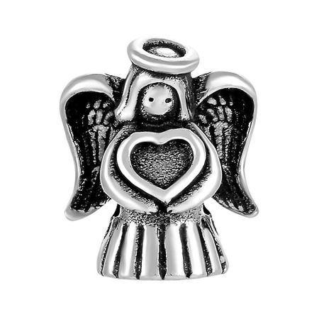 Подвеска-шарм Ангел с сердцем из серебра брелок обвес на сумку бантик с сердцем 12 18031 202505 s87