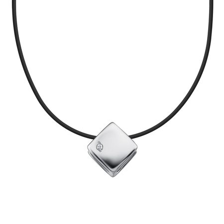 Серебряная подвеска Ромб с бриллиантом и родированием