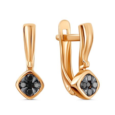 Золотые серьги с бриллиантами и черным родированием