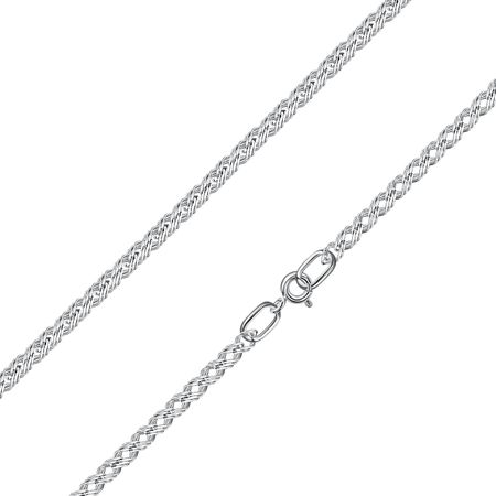 Серебряная цепочка Тройной ромб с алмазной гранью и родированием