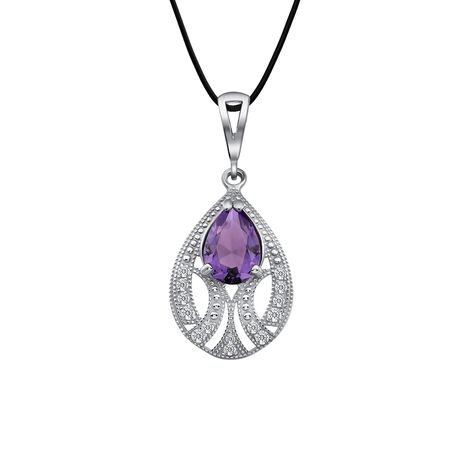 Серебряная подвеска с кварцем и фианитами