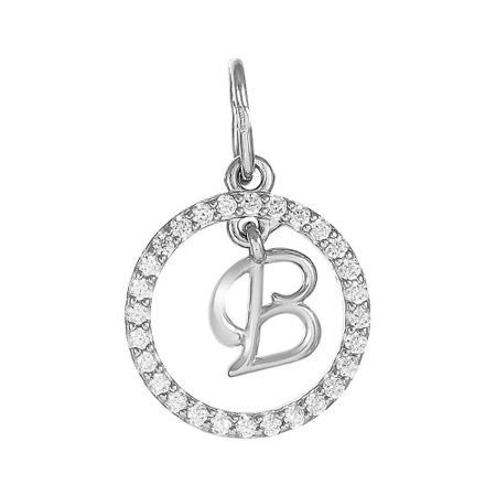 Подвеска TALANT буква В из серебра с фианитами