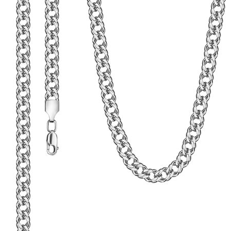 Серебряная полновесная цепочка Двойной ромб с алмазной гранью