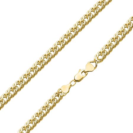 Золотая пустотелая цепочка Двойной ромб с алмазной гранью